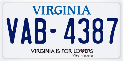 VA license plate VAB4387