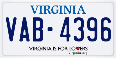 VA license plate VAB4396