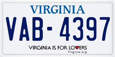 VA license plate VAB4397