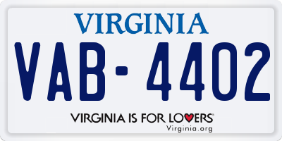 VA license plate VAB4402