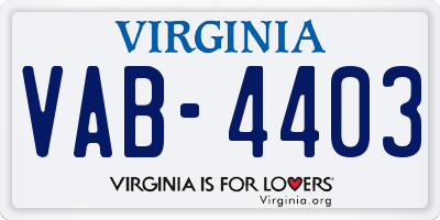 VA license plate VAB4403