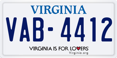 VA license plate VAB4412