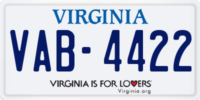 VA license plate VAB4422