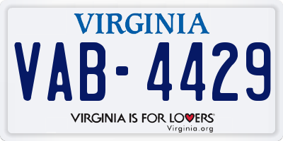 VA license plate VAB4429