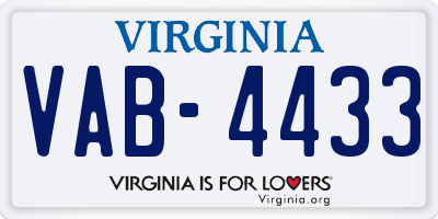 VA license plate VAB4433