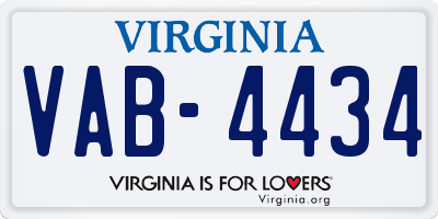 VA license plate VAB4434