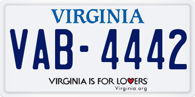 VA license plate VAB4442