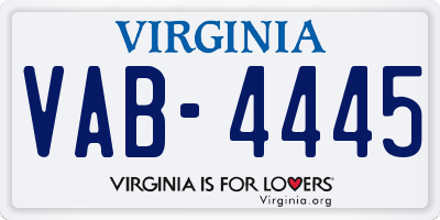 VA license plate VAB4445