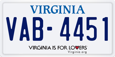 VA license plate VAB4451