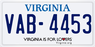 VA license plate VAB4453