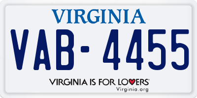 VA license plate VAB4455