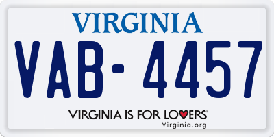 VA license plate VAB4457