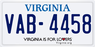 VA license plate VAB4458