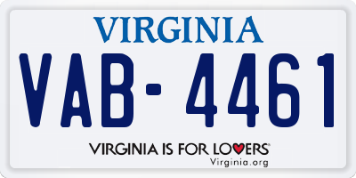 VA license plate VAB4461