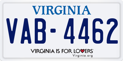 VA license plate VAB4462