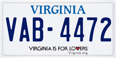 VA license plate VAB4472