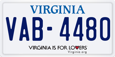 VA license plate VAB4480