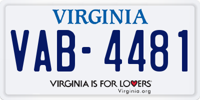 VA license plate VAB4481