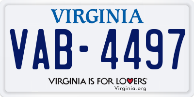 VA license plate VAB4497