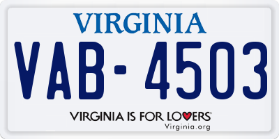 VA license plate VAB4503