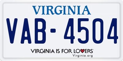 VA license plate VAB4504