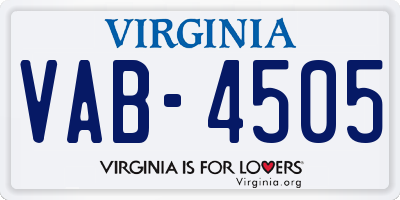 VA license plate VAB4505