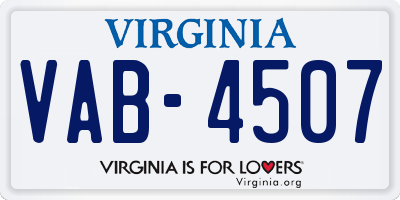 VA license plate VAB4507