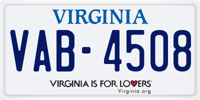 VA license plate VAB4508
