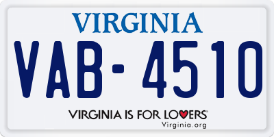 VA license plate VAB4510