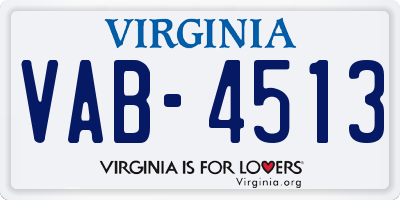 VA license plate VAB4513