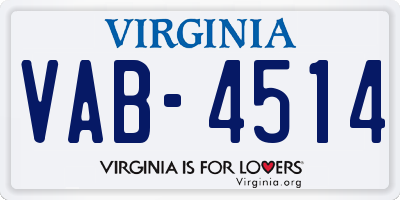 VA license plate VAB4514