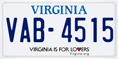VA license plate VAB4515