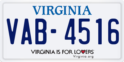 VA license plate VAB4516