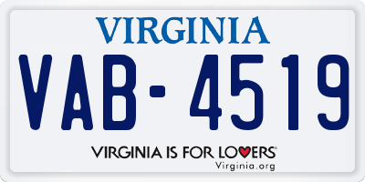 VA license plate VAB4519