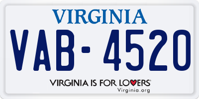 VA license plate VAB4520