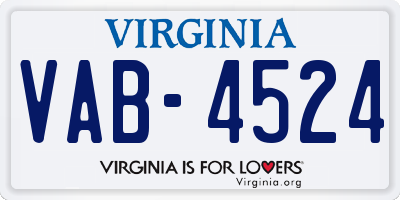 VA license plate VAB4524