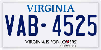 VA license plate VAB4525