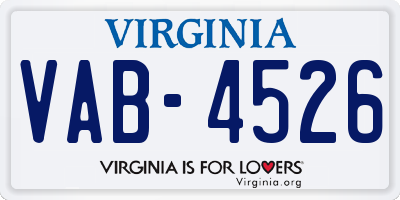 VA license plate VAB4526