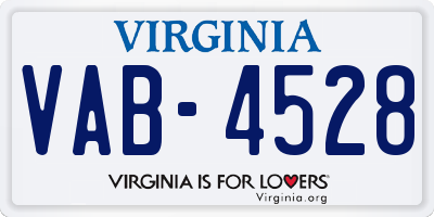 VA license plate VAB4528