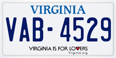 VA license plate VAB4529