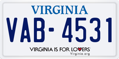 VA license plate VAB4531