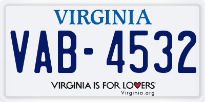 VA license plate VAB4532