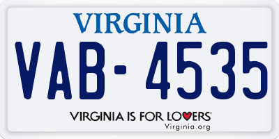 VA license plate VAB4535