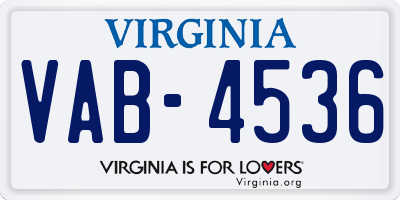 VA license plate VAB4536