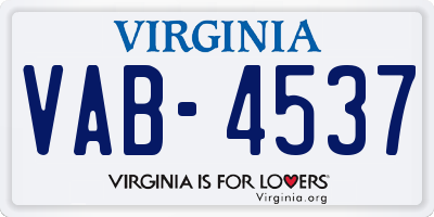 VA license plate VAB4537