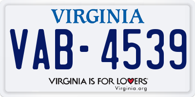 VA license plate VAB4539