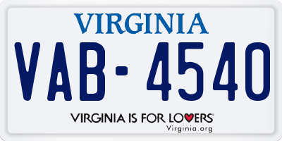 VA license plate VAB4540