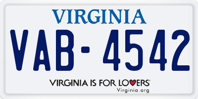 VA license plate VAB4542