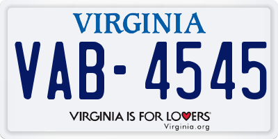 VA license plate VAB4545