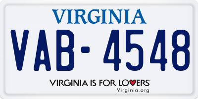 VA license plate VAB4548